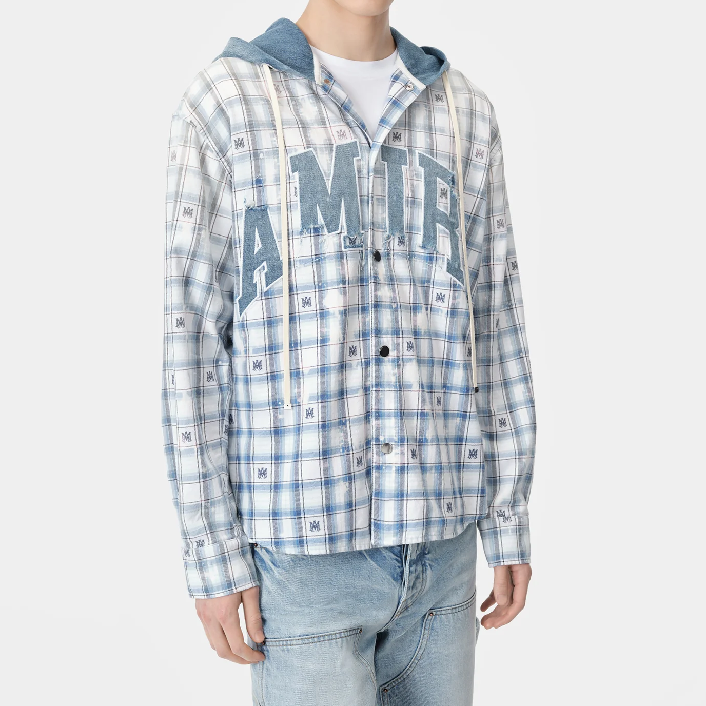 Lookbook AMIRI FW24 單排釦連帽字母印花外套 藍色 AMSTOS1016-504