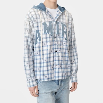 AMIRI FW24 單排釦連帽字母印花外套 藍色 AMSTOS1016-504 Lookbook AMIRI FW24 單排釦連帽字母印花外套 藍色 AMSTOS1016-504