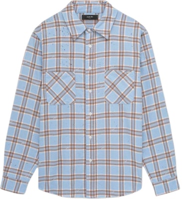 AMIRI FW24 Kemeja Lengan Panjang Kotak-Kotak Biru Langit. AMSTFL1003-456 Buy AMIRI FW24 Kemeja Lengan Panjang Kotak-Kotak Biru Langit. AMSTFL1003-456