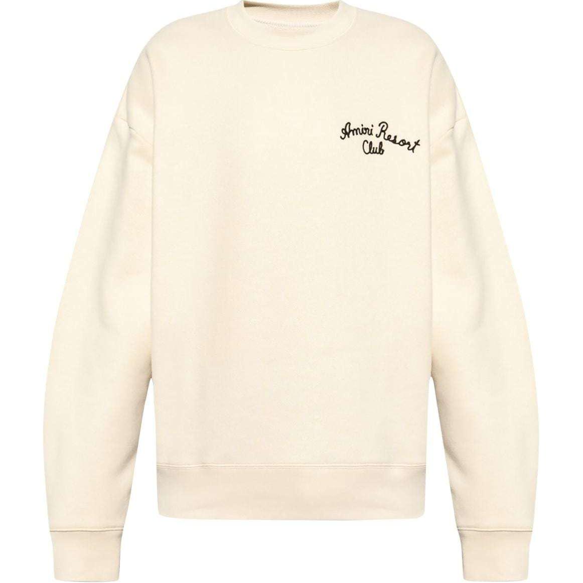 AMIRI FW24 Beige Oversized Crewneck Sweatshirt with Letter Embroidery . AMJYCW1035-BEIGE