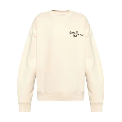 AMIRI FW24 Beige Oversized Crewneck Sweatshirt with Letter Embroidery . AMJYCW1035-BEIGE