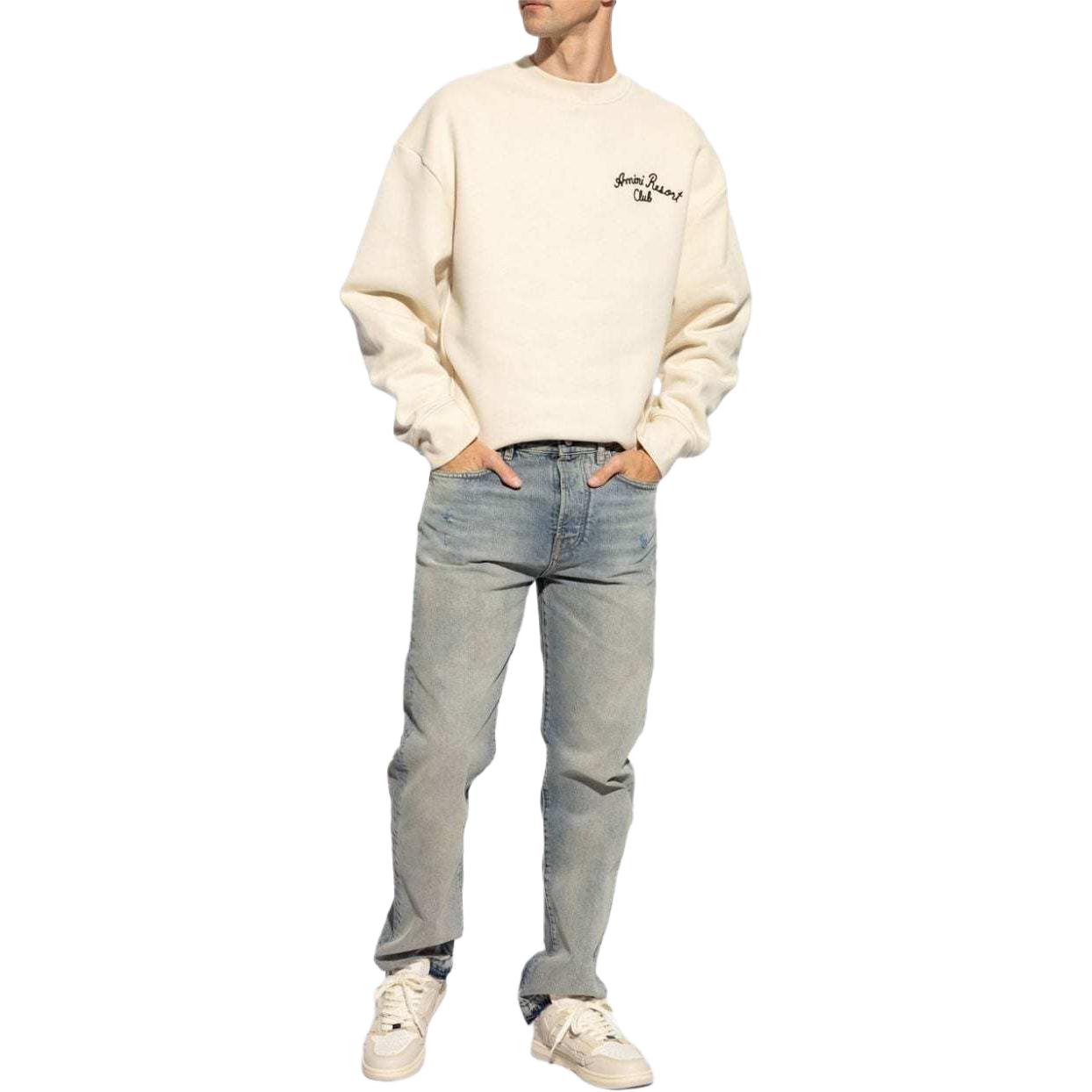 Purchase AMIRI FW24 Crewneck Oversized Beige dengan Bordir Huruf. AMJYCW1035-BEIGE