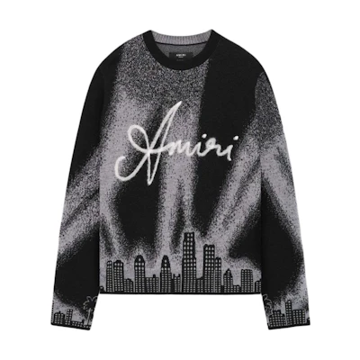 AMIRI FW24 Black Casual Loose Fit Crewneck Printed Long Sleeve Sweater Men AMKNCW1061-001