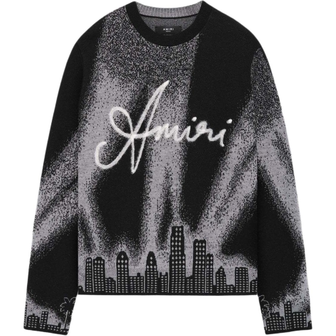 Order AMIRI FW24 黑色休閒寬鬆印花長袖圓領毛衣 男款 AMKNCW1061-001