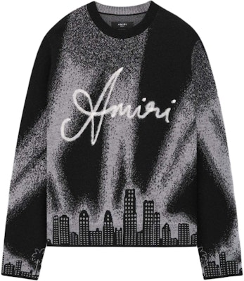 AMIRI FW24 黑色休閒寬鬆印花長袖圓領毛衣 男款 AMKNCW1061-001 Order AMIRI FW24 黑色休閒寬鬆印花長袖圓領毛衣 男款 AMKNCW1061-001