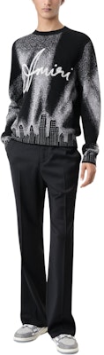 AMIRI FW24 黑色休閒寬鬆印花長袖圓領毛衣 男款 AMKNCW1061-001 Lookbook AMIRI FW24 黑色休閒寬鬆印花長袖圓領毛衣 男款 AMKNCW1061-001