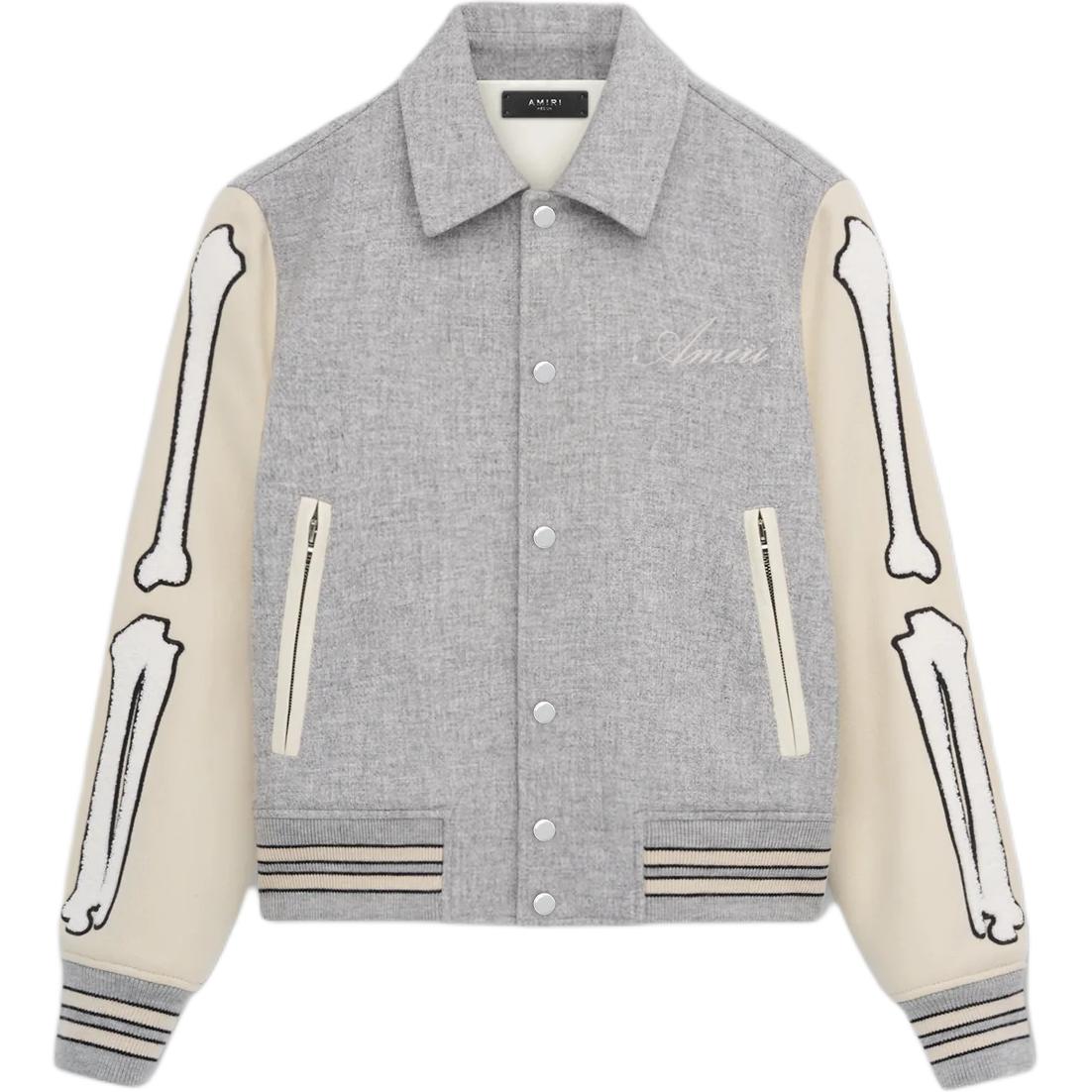 AMIRI FW24 Core Embroidered Bone Logo Patch Long Sleeve Jacket Grey AMOUVY1007-030
