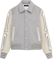 AMIRI FW24 Core Embroidered Bone Logo Patch Long Sleeve Jacket Grey AMOUVY1007-030 AMIRI FW24 Core Embroidered Bone Logo Patch Long Sleeve Jacket Grey AMOUVY1007-030