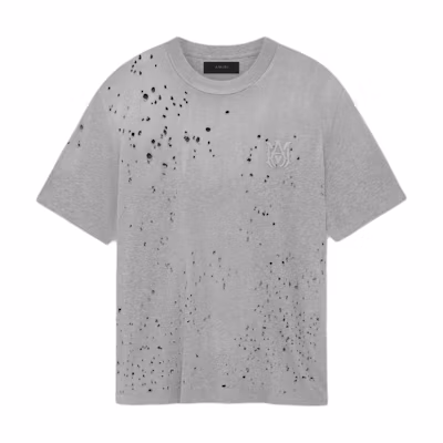 AMIRI FW24 Core Shotgun Embroidered Logo Grey Crewneck T-Shirt . AMJYTE1059-030