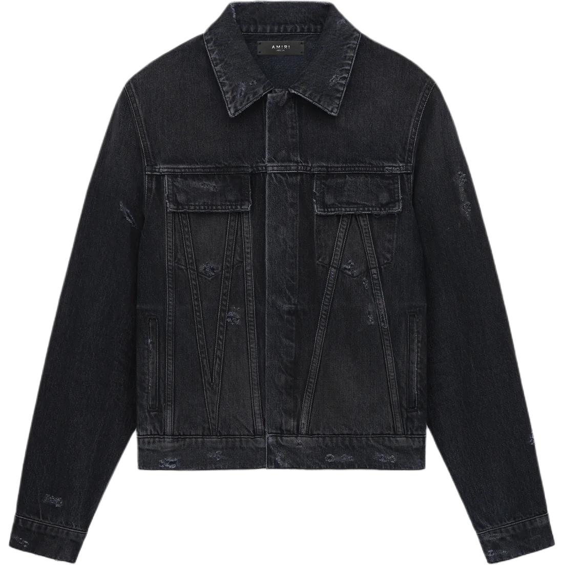 AMIRI FW24 Distressed Button-Up Long Sleeve Jacket Black AMDNTR1009-097