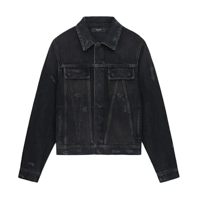 AMIRI FW24 Distressed Button-Up Long Sleeve Jacket Black AMDNTR1009-097