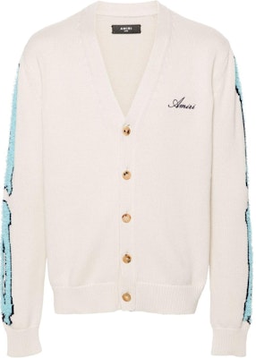 AMIRI FW24 仿舊刺繡logo V領針織毛衣 米色 AMKNCD1013-BEIGE Buy AMIRI FW24 仿舊刺繡logo V領針織毛衣 米色 AMKNCD1013-BEIGE