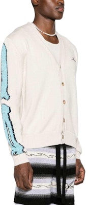 AMIRI FW24 仿舊刺繡logo V領針織毛衣 米色 AMKNCD1013-BEIGE Purchase AMIRI FW24 仿舊刺繡logo V領針織毛衣 米色 AMKNCD1013-BEIGE