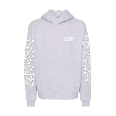 AMIRI FW24 Embossed Logo Textured Knit Hoodie Men’s Light Grey AMJYHD1051-GREY