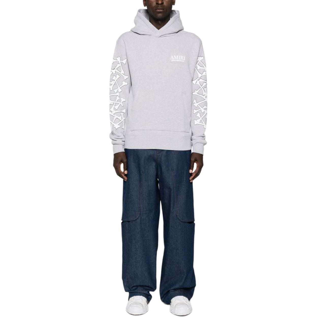 Lookbook AMIRI FW24 Embossed Logo Textured Knit Hoodie Men’s Light Grey AMJYHD1051-GREY