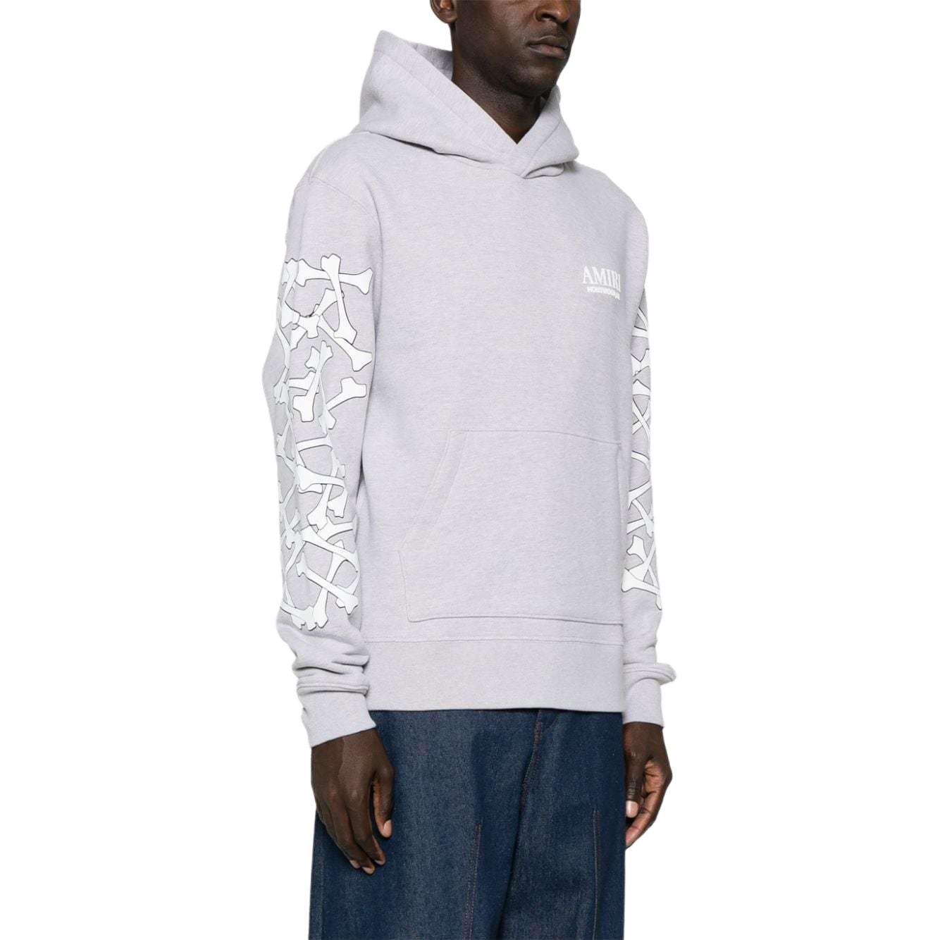 Purchase AMIRI FW24 Embossed Logo Textured Knit Hoodie Men’s Light Grey AMJYHD1051-GREY