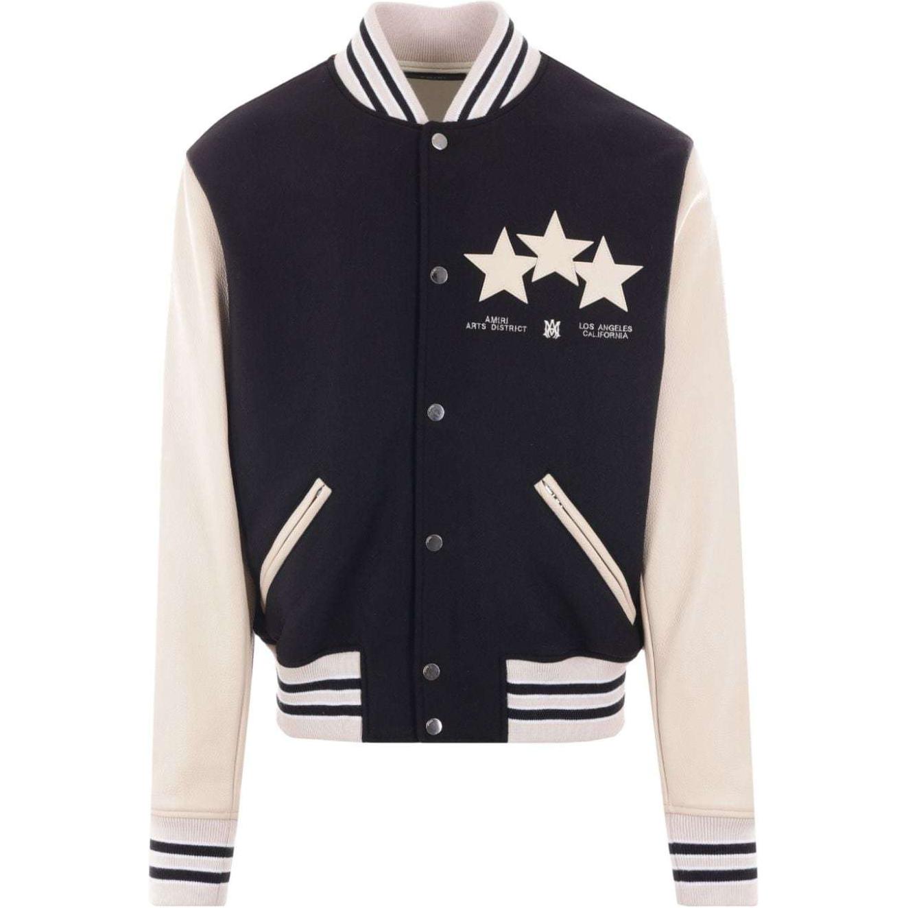 AMIRI FW24 Logo Embroidered Bomber Jacket Black Long Sleeve AMOUBB1004-BLACK