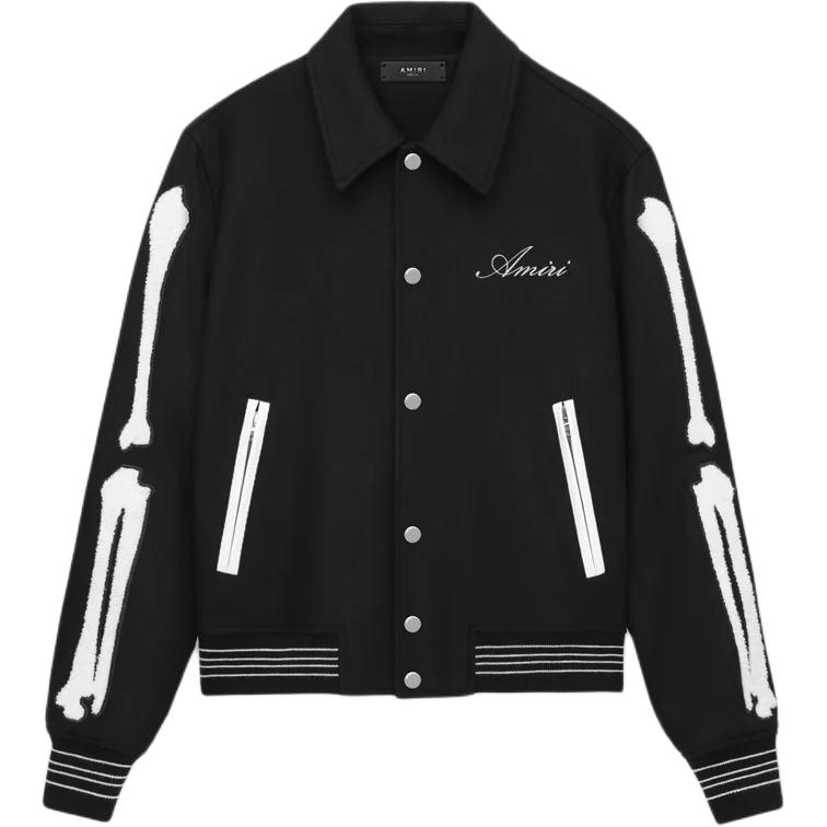 AMIRI FW24 Logo Snap Cardigan Collar Regular Fit Jacket Black/White AMOUVY1007-099