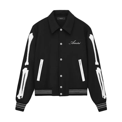AMIRI FW24 Logo Snap Cardigan Collar Regular Fit Jacket Black/White AMOUVY1007-099