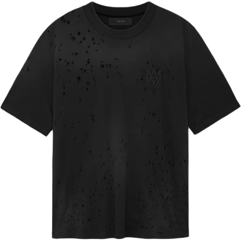 AMIRI FW24 Shotgun Embroidered Logo Crewneck T-Shirt Black  Tee. AMJYTE1059-001