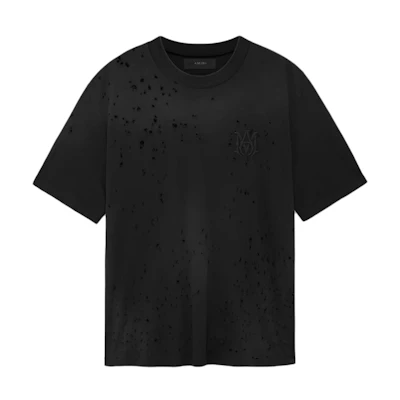 AMIRI FW24 Shotgun Embroidered Logo Crewneck T-Shirt Black Tee. AMJYTE1059-001