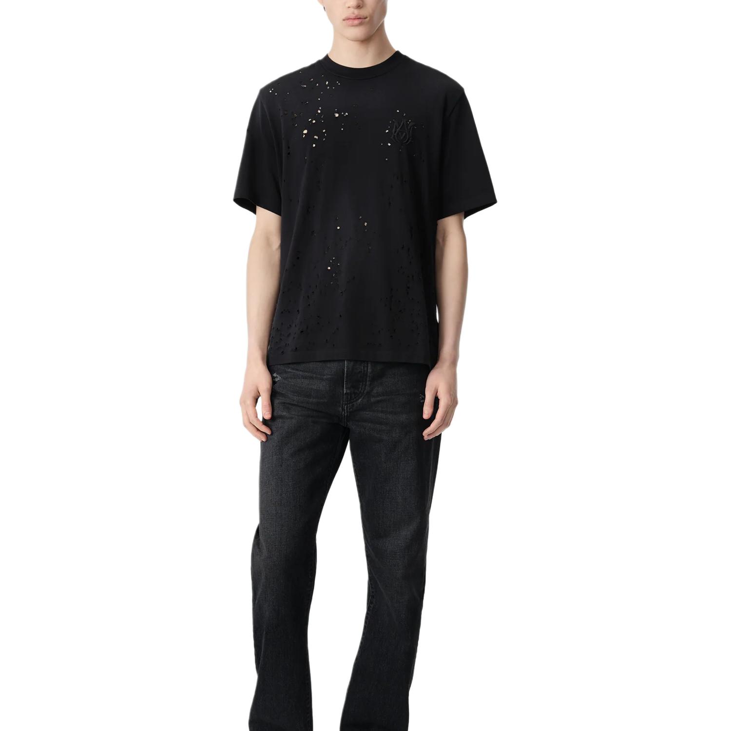 Lookbook AMIRI FW24 霰弹枪刺绣标志黑色圆领T恤. AMJYTE1059-001