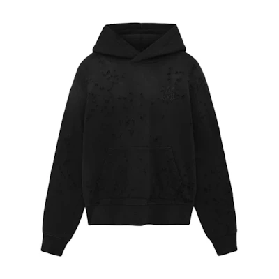 AMIRI FW24 Shotgun Embroidered Logo Hoodie Black Pullover Sweatshirt. AMJYHD1041-001