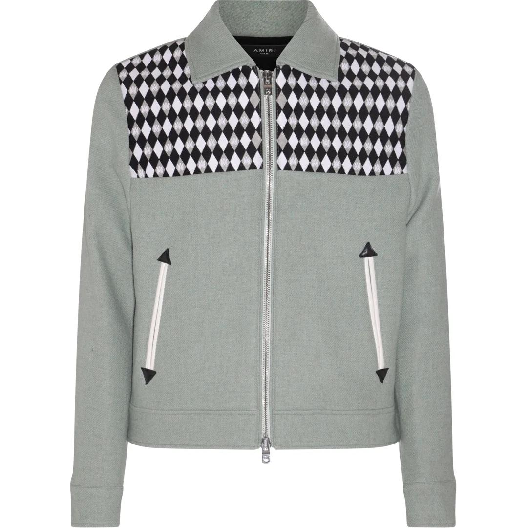 AMIRI Geometric Print Zip-Up Collared Jacket Men’s Grey AW23MOS082-225