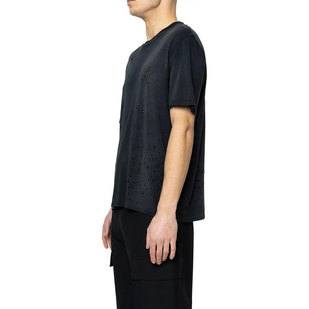 Lookbook AMIRI 男士黑色图案印花修身短袖T恤 AMJYTE1002-051