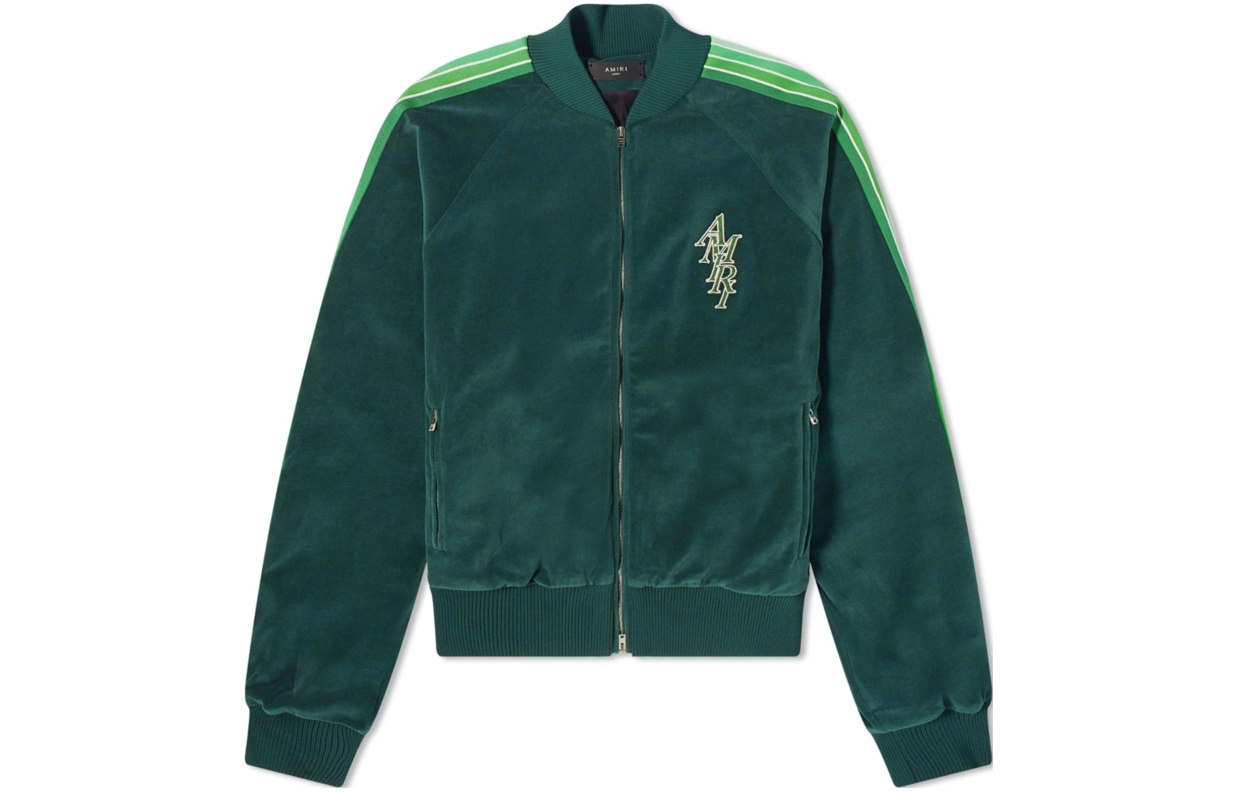 AMIRI Green Logo Striped Baseball Collar Jacket PS24MOS030-RFO