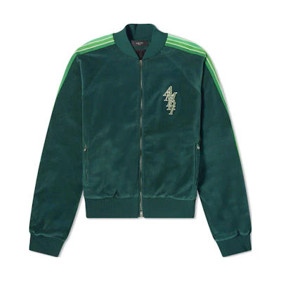 AMIRI Green Logo Striped Baseball Collar Jacket PS24MOS030-RFO