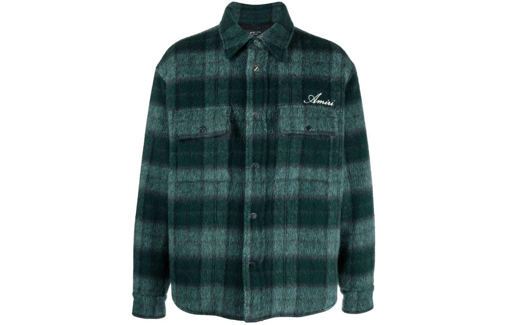AMIRI Green Plaid Button-Up Long Sleeve Jacket AW23MOS054-578