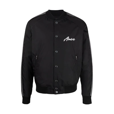 AMIRI Hardcore Black Bomber Jacket with Baseball Collar MOS016-022