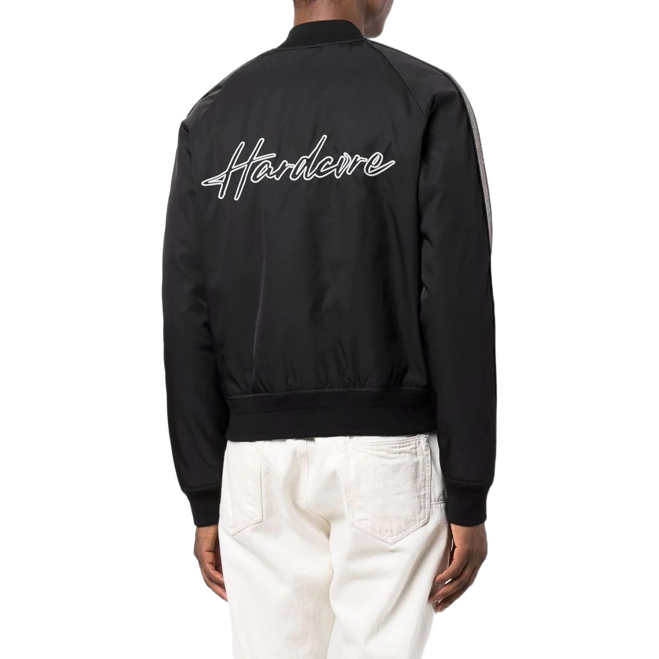 Shop AMIRI 硬核黑色棒球領飛行員夾克 MOS016-022