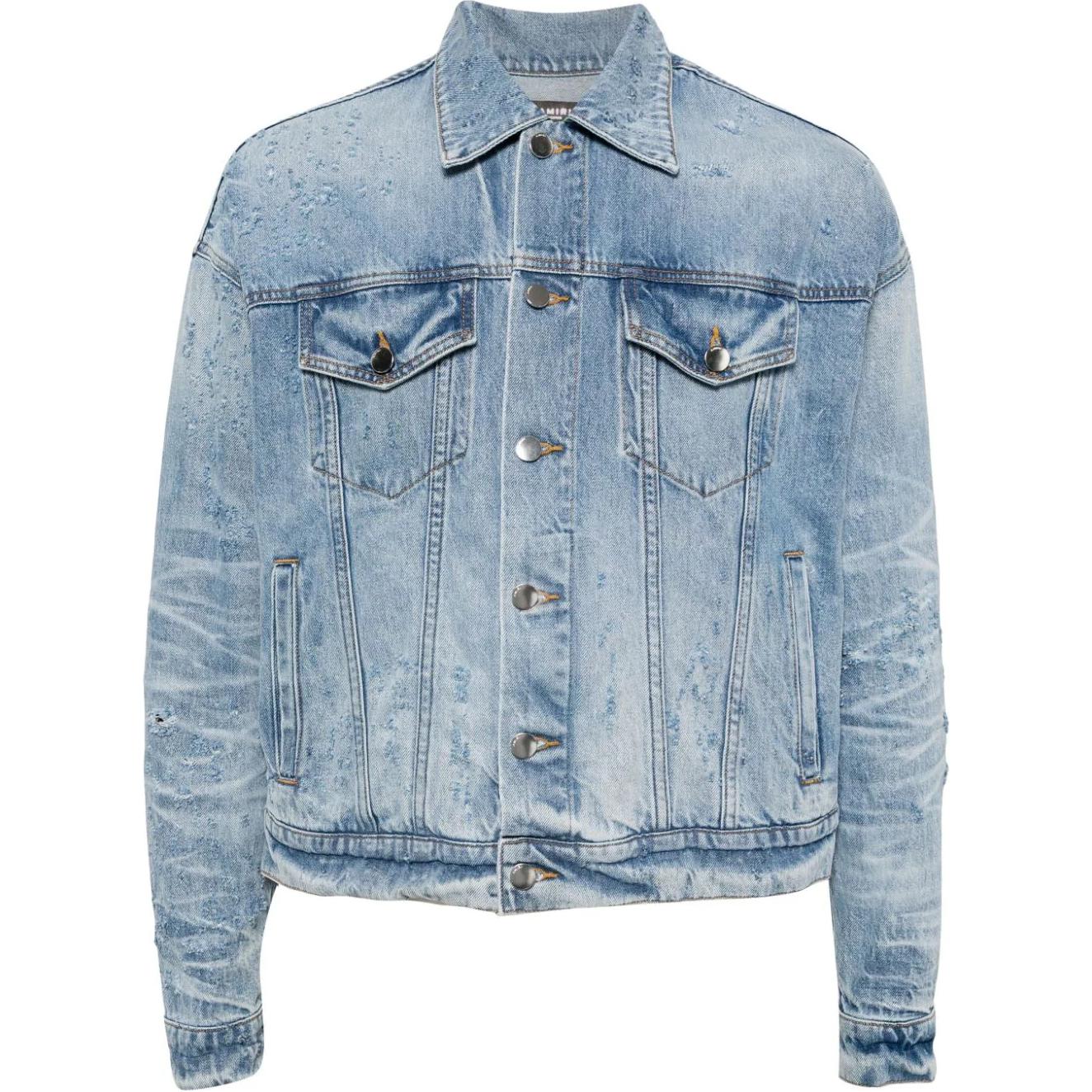 AMIRI Indigo Button-Front Short Mixed-Blend Long-Sleeve Jacket AMDNTR1006-406