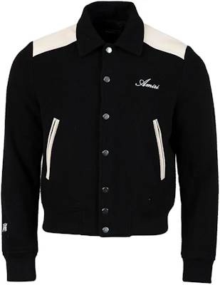AMIRI Leather Patch Wool Bomber Jacket Black () PS22MOS018-001 Buy AMIRI Leather Patch Wool Bomber Jacket Black () PS22MOS018-001