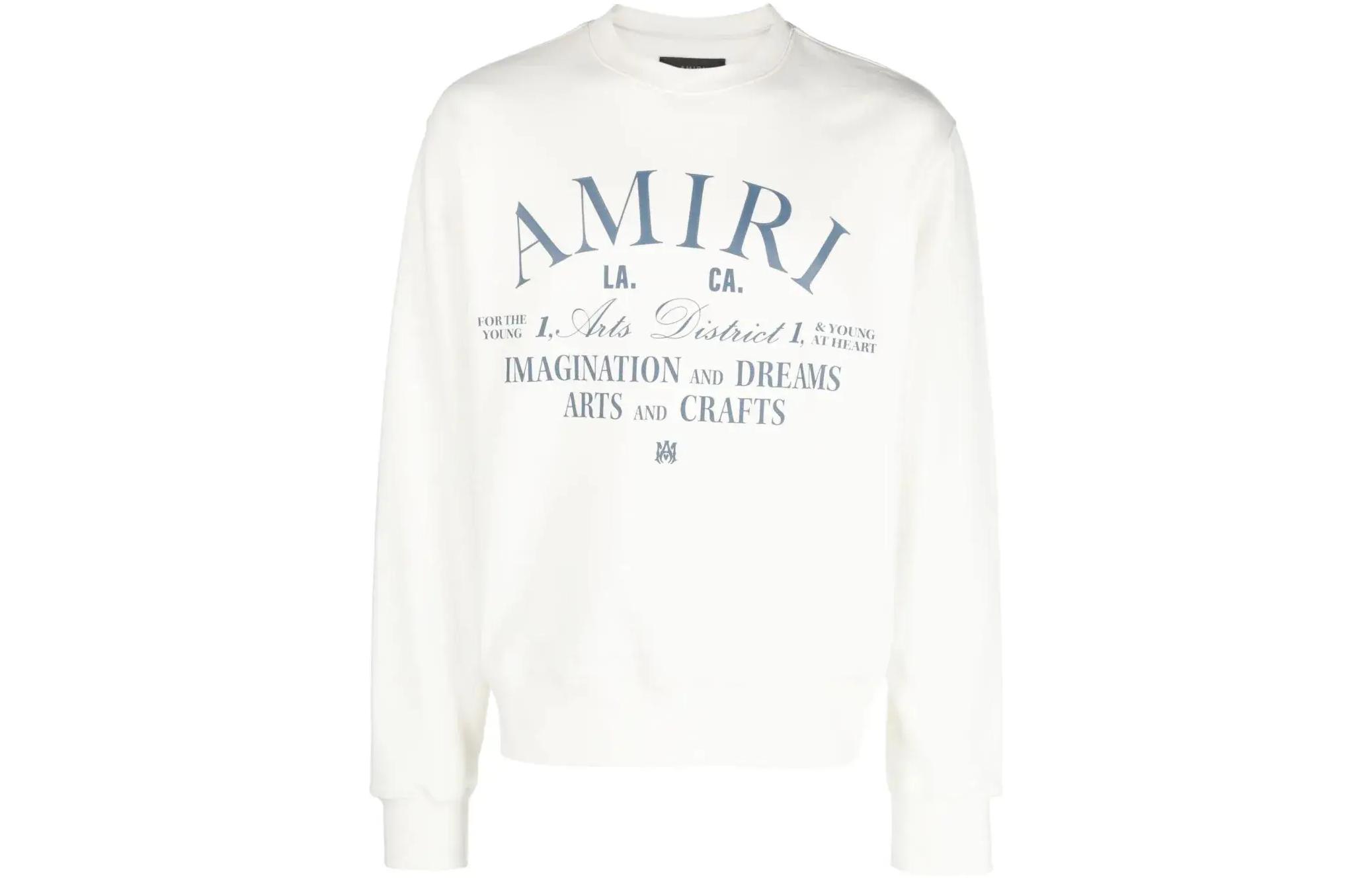 AMIRI Letter Print White Crewneck Long Sleeve Sweatshirt AW23MJG017-226