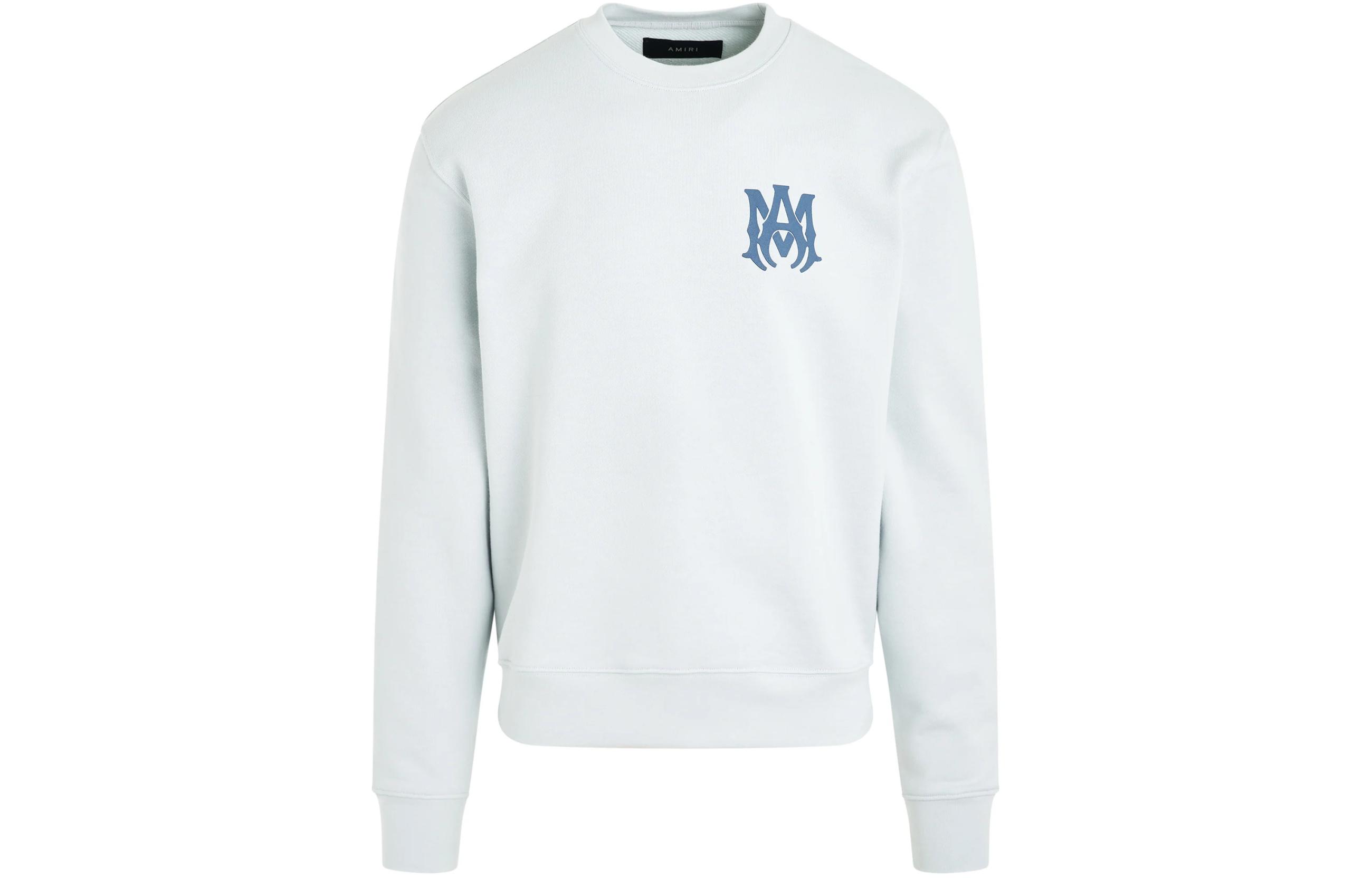 AMIRI Light Blue Crewneck Sweatshirt with Logo Print AMJYCW1005-460