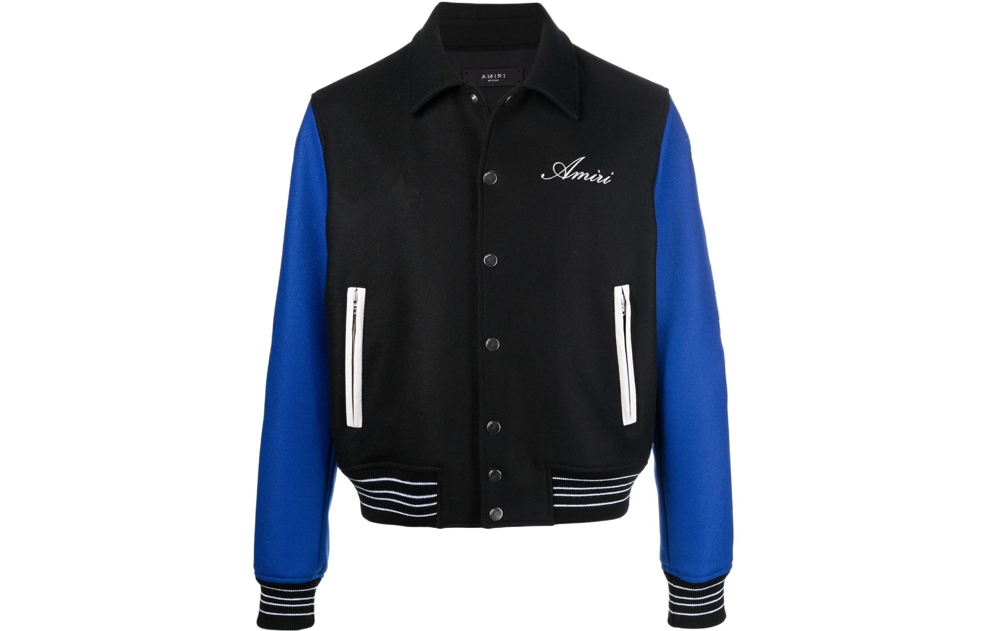 AMIRI Logo Baseball Collar Jacket Black Back-to-School Edition PS22MOS002-W013