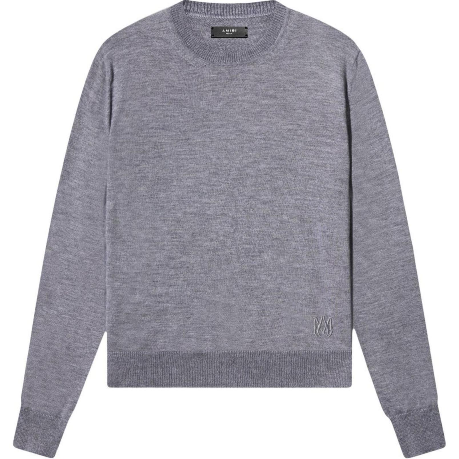 AMIRI Logo Embroidered Crewneck Long Sleeve Sweatshirt Grey () MKL004030-GREY
