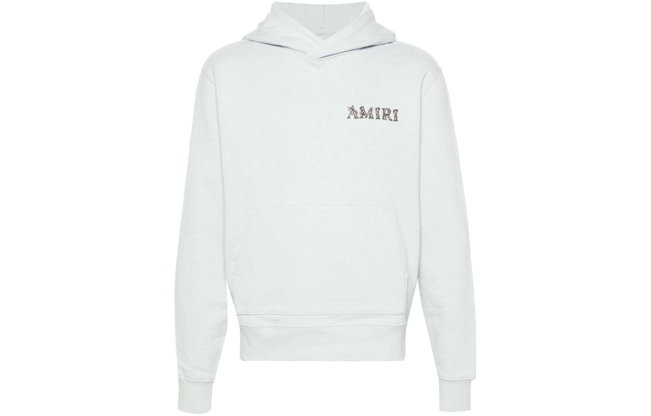 AMIRI Logo Embroidered Hoodie Light Gray AMJYHD1012-460