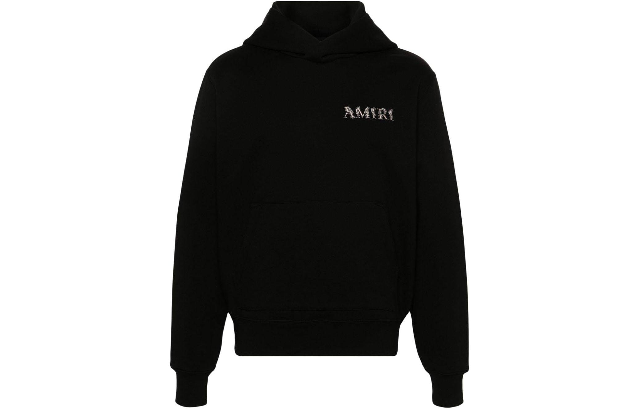 AMIRI Logo Embroidered Knit Texture Hoodie Black AMJYHD1012-001