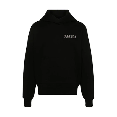 AMIRI Logo Embroidered Knit Texture Hoodie Black AMJYHD1012-001