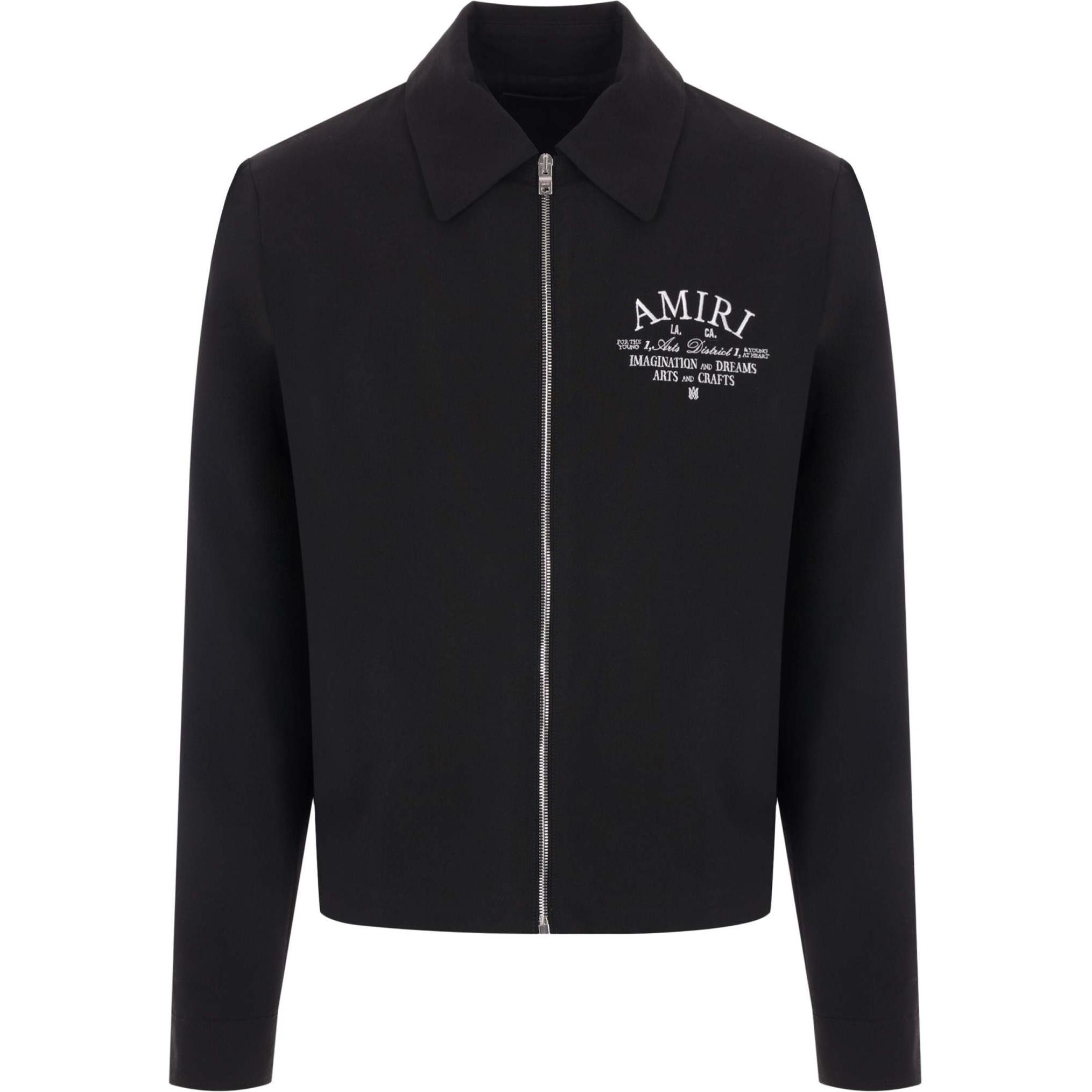 AMIRI Logo Embroidered Zip-Up Jacket Black AMOUBN1023-BLACK