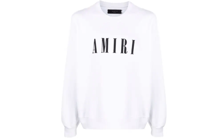 AMIRI Logo Print Crewneck Pullover Sweatshirt White () MJLC001-100