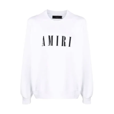 AMIRI Logo Print Crewneck Pullover Sweatshirt White () MJLC001-100