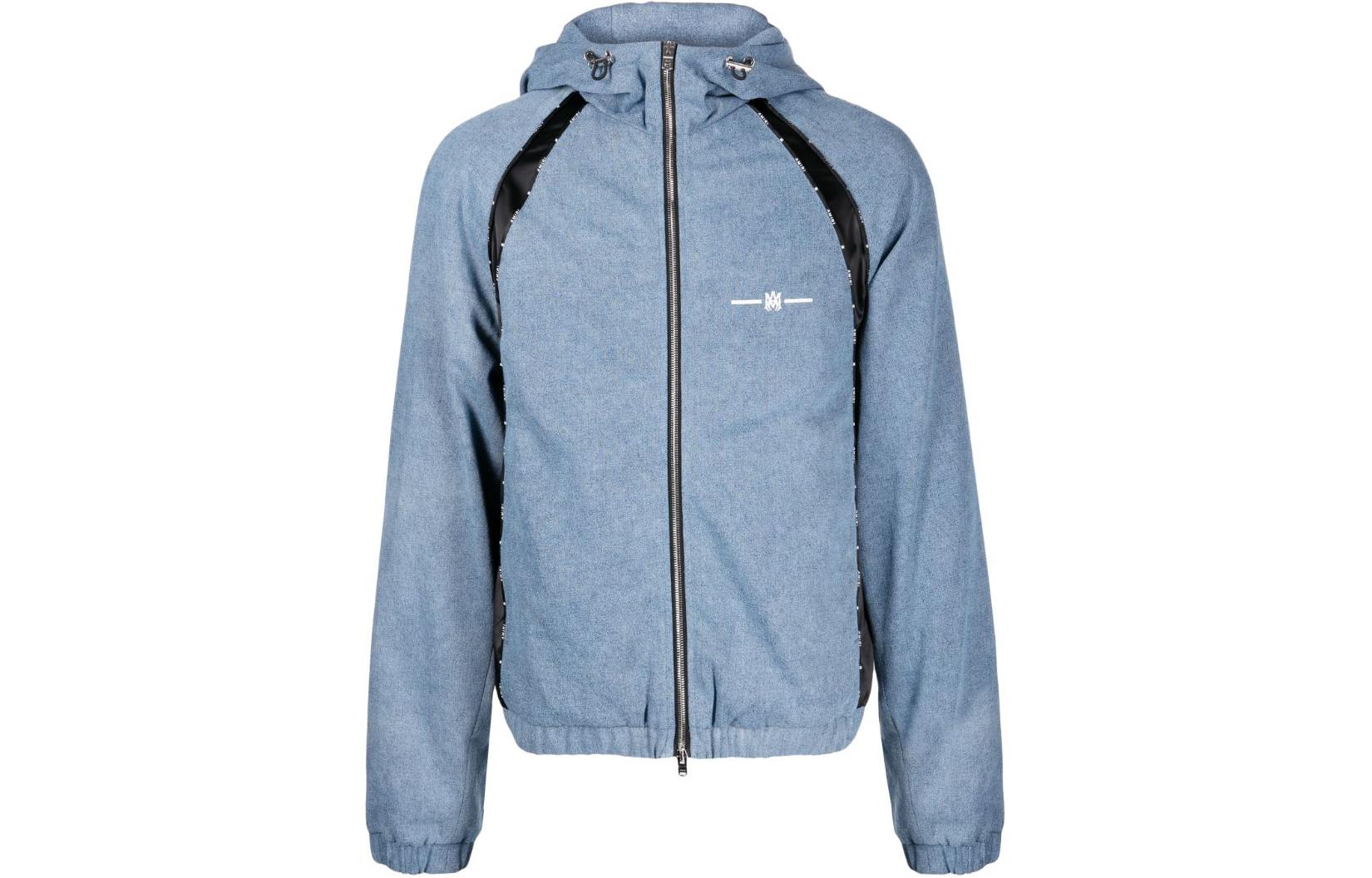 AMIRI Logo Print Denim Zip Hoodie Jacket Men’s Blue PF23MOS009-485