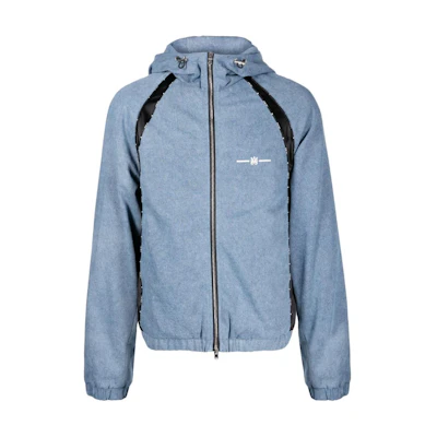 AMIRI Logo Print Denim Zip Hoodie Jacket Men’s Blue PF23MOS009-485