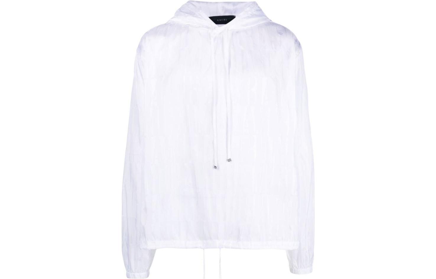 AMIRI Logo Print White Hoodie Casual Long Sleeve Pullover SS23MOS043-100
