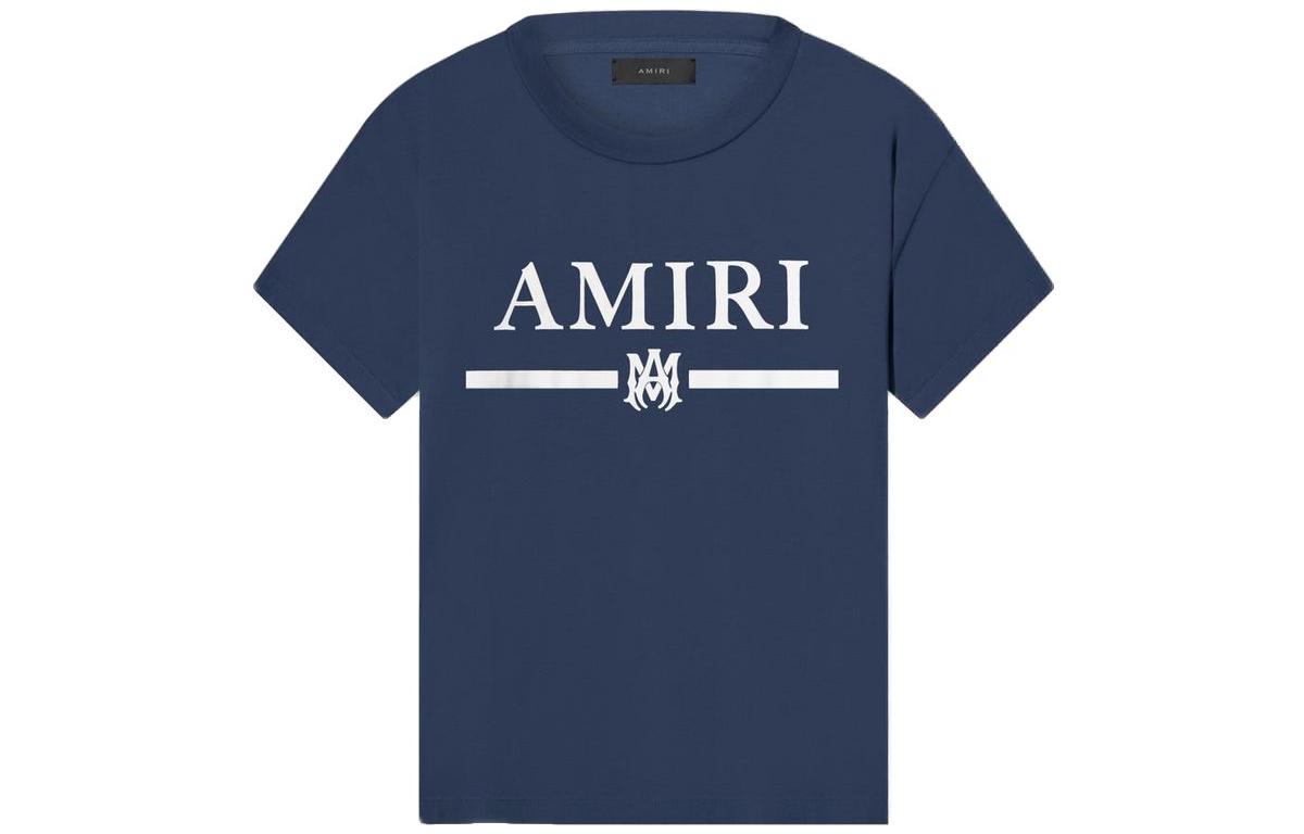 AMIRI Logo Printed Crew Neck Short Sleeve T-Shirt Men’s - Blue. SS22MJL004433